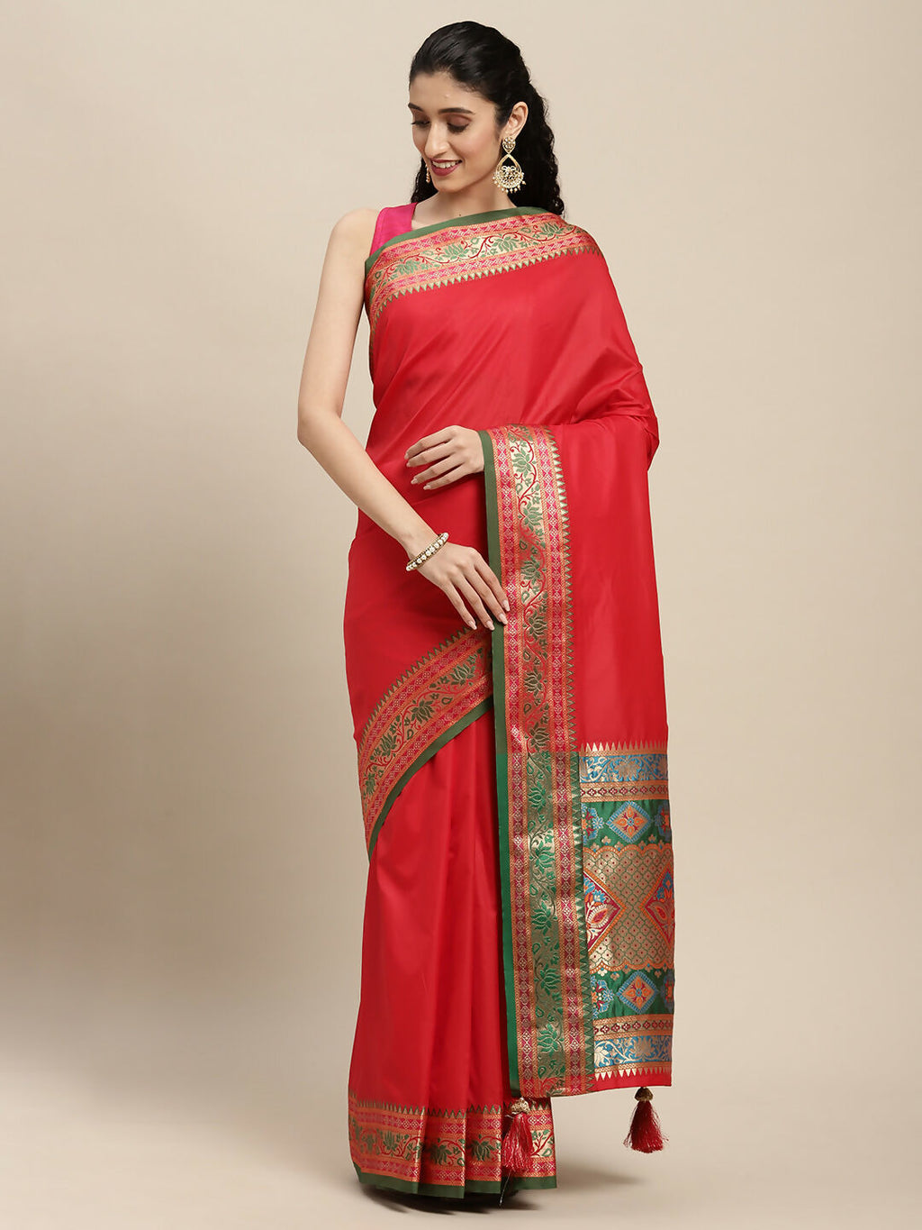 Shree Shyam Fashion Silk Blend Red Saree
