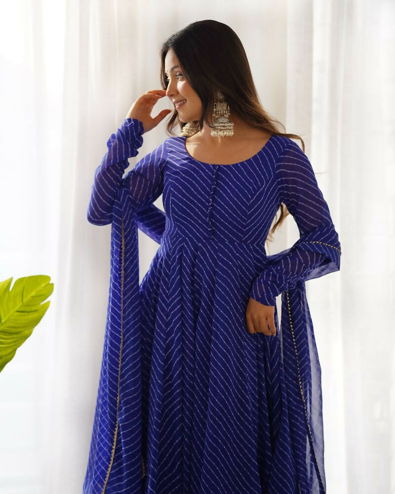 Joban Fashion Royal Blue Kurta Set Georgette Sequence Embroidery Work