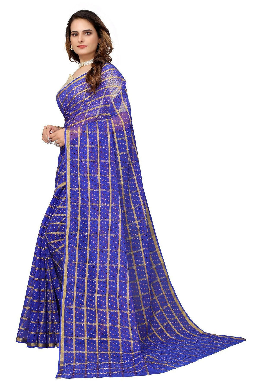 Vamika Blue Jari Work Chiffon Saree (GARVITA PURPLE)