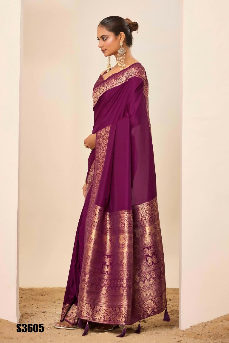Wine Dolla Silk Wevon Galla Designer Saree - Zeel