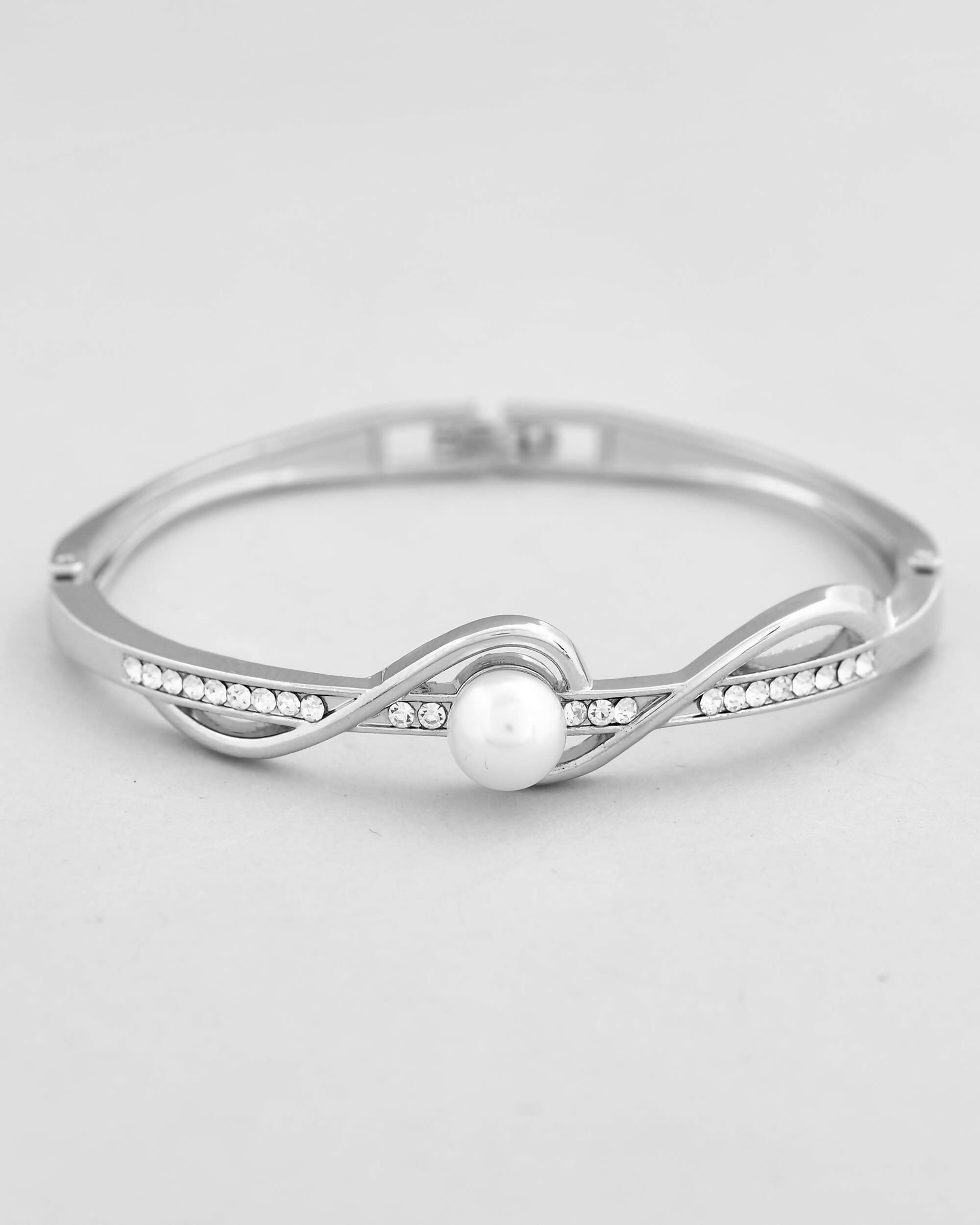 VOJ Silver Plated Pearl & Crystal Studed Bracelet
