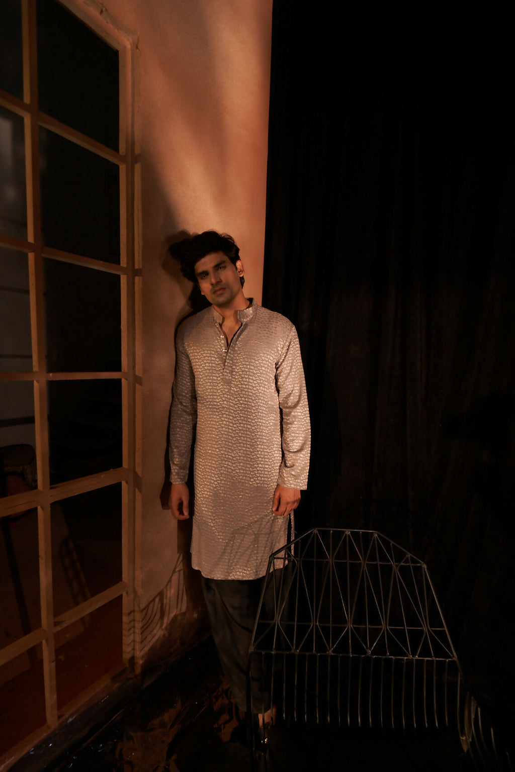 Mouve Viscose Wevon Designer Men's Kurta Set - Mahotsav