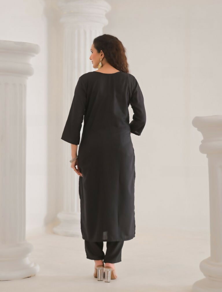 Festive Ethnic Viscose Rayon Black Stitched Suit With Dupatta - Rashmika