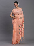 Shree Shyam Fashion Linen Cotton Peach Saree