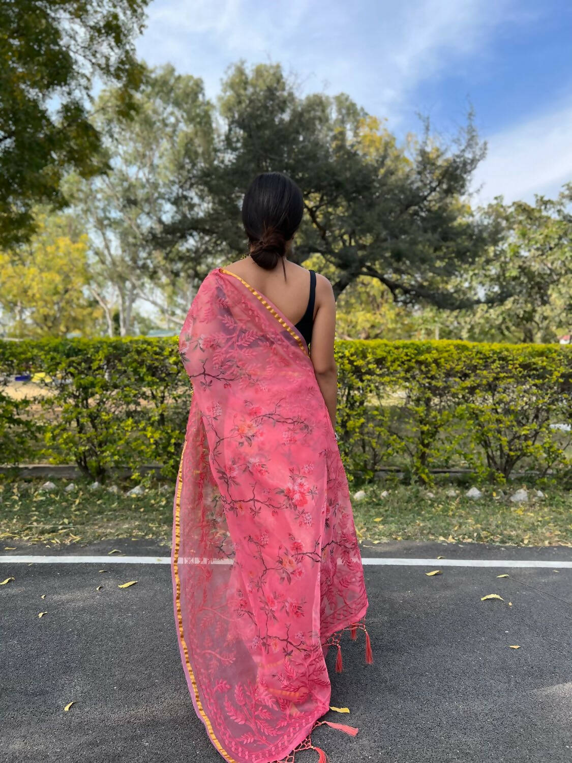 Vamsee Pink Organza Saree