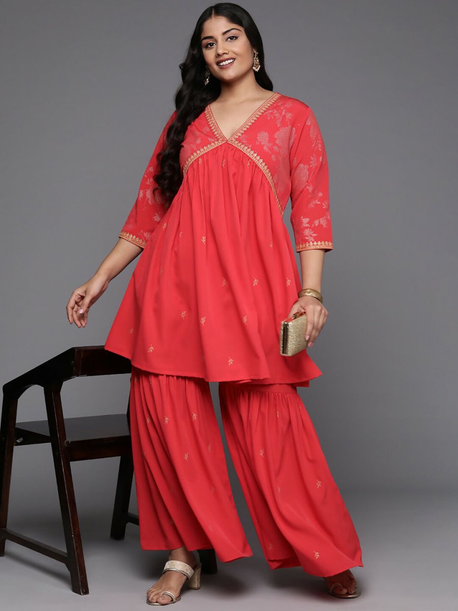 Ahalyaa Women's Traditional Wear Co-ords - Red