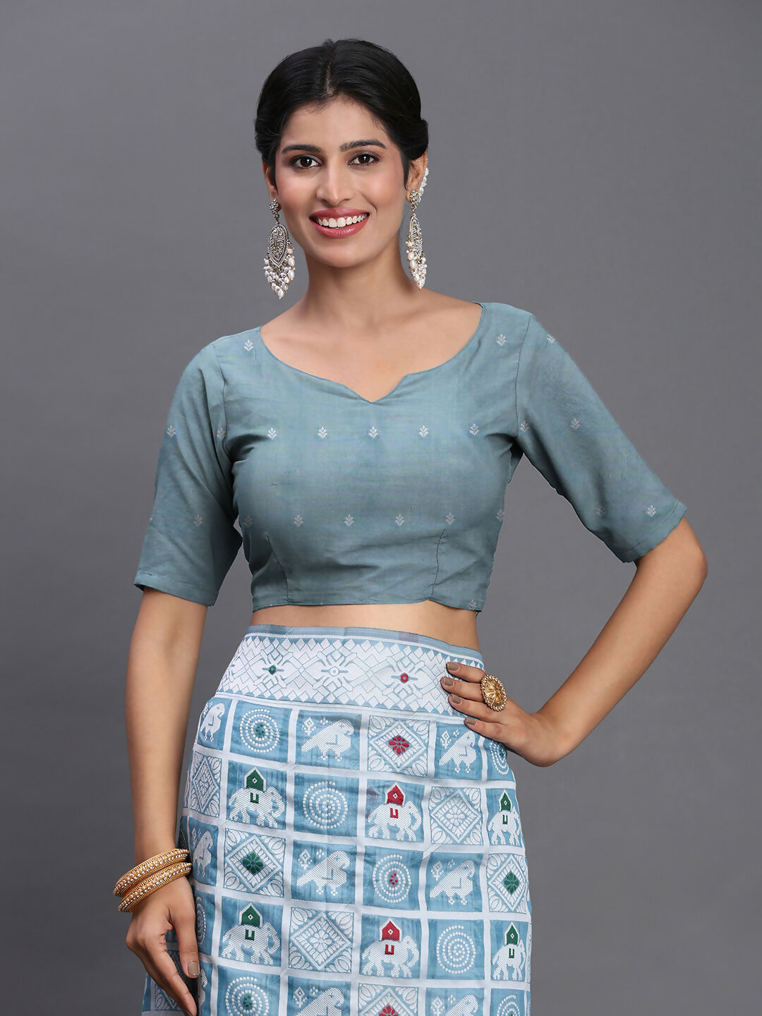 Shree Shyam Fashion Linen Cotton Sky Blue Saree