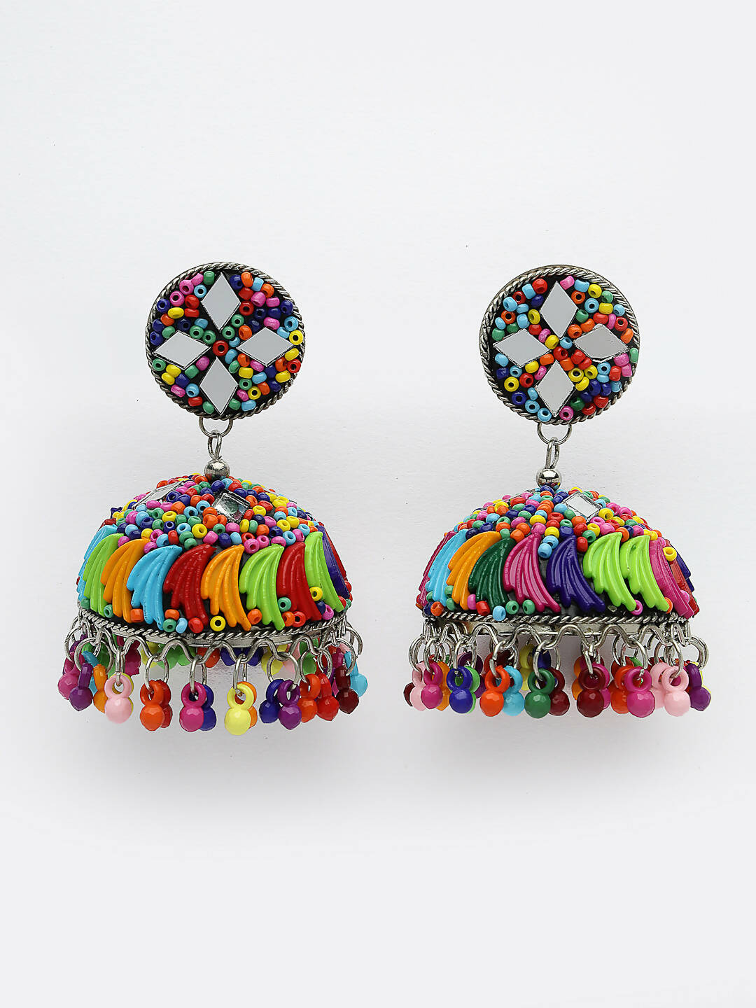 NVR Women Multi Color Artificial Beads Brass-Plated Jhumka Earrings
