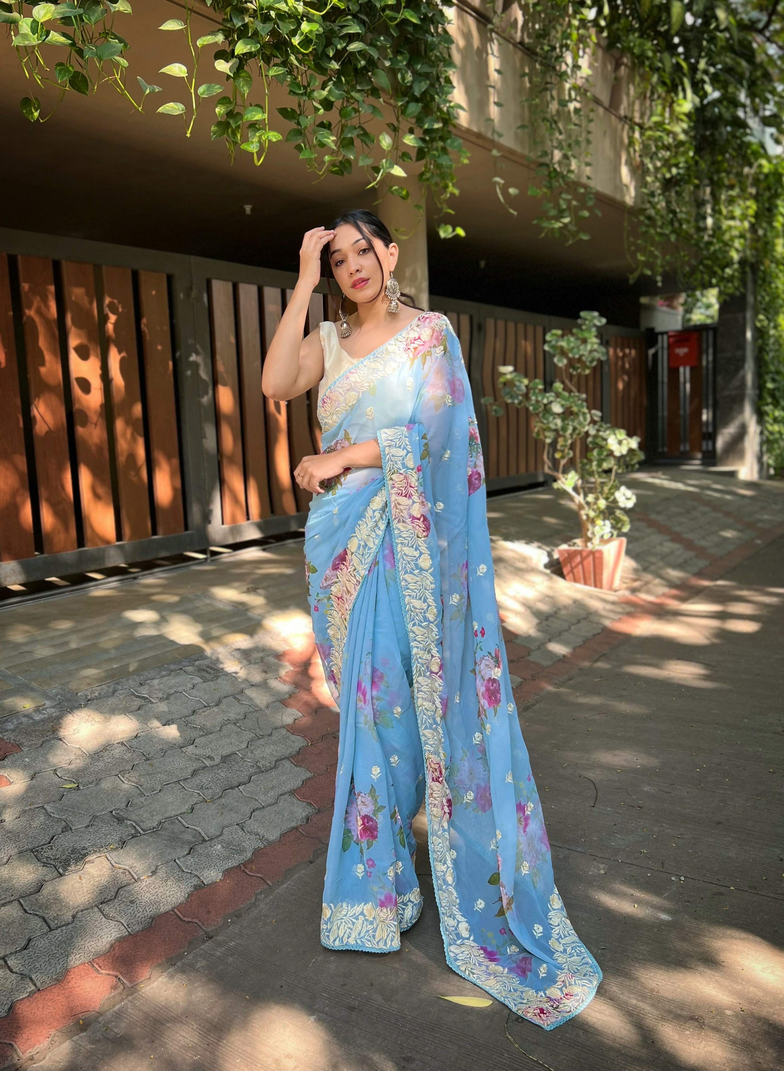 Vamsee Subh Laxmi Sky Georgette Saree