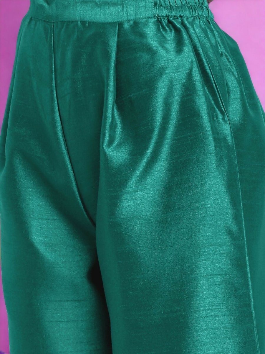Ahalyaa Women Sea Green Printed Gotta Patti Kurti with Palazzos & Dupatta - Sea Green