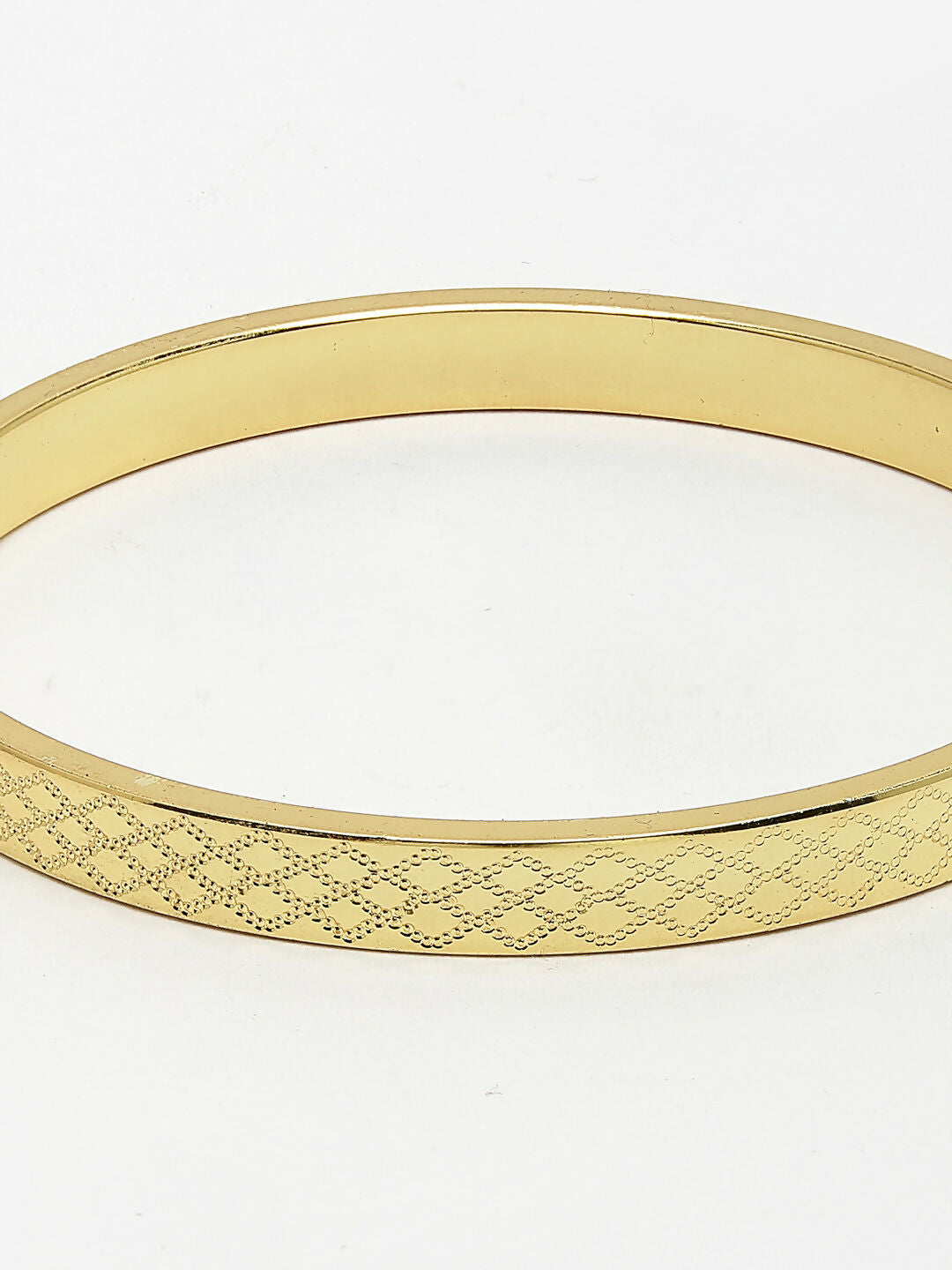 NVR Men's Gold-Polished Stainless Steel Kada Bracelet