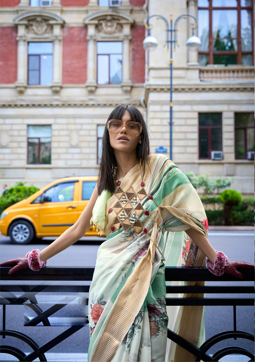 Off White Satin Organza Floral Woven Design Saree With Unstitched Blouse Piece - Klay's