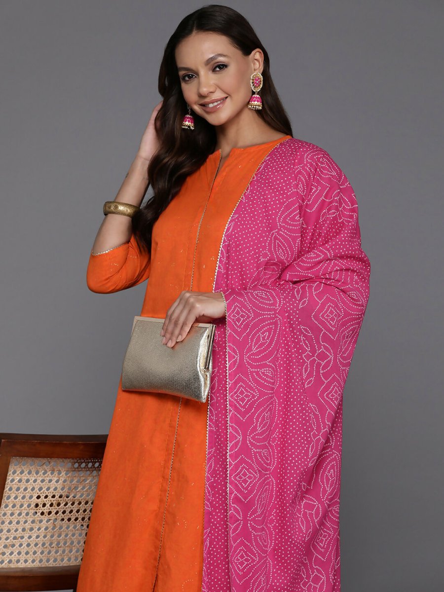 Ahalyaa Women's Traditional wear Kurta Set - Orange