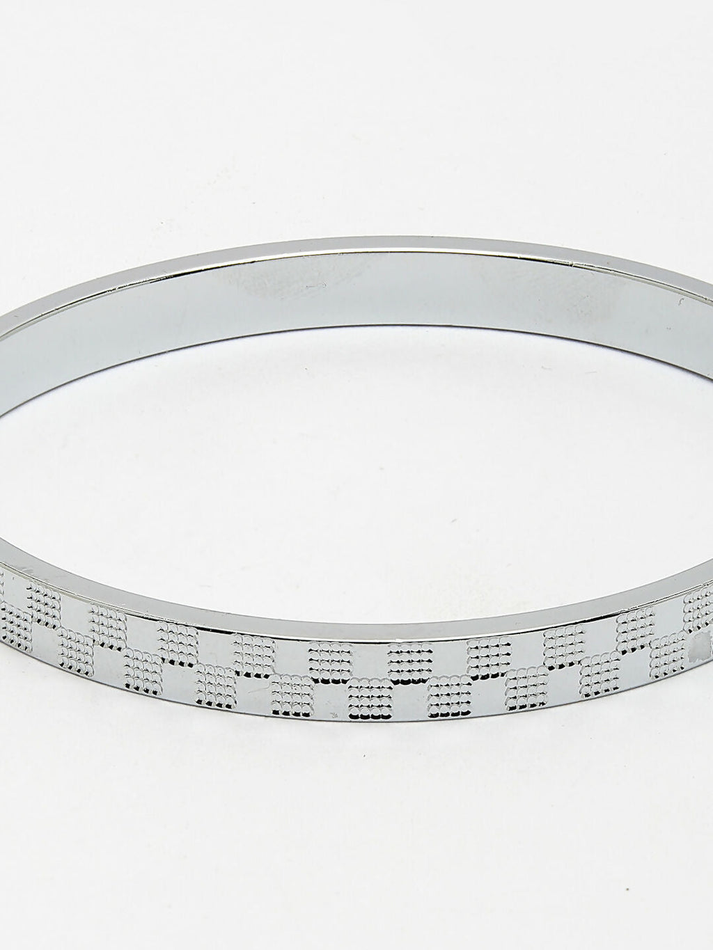 NVR Men's Set of 2 Rhodium-Plated Stainless Steel Kada Bracelet