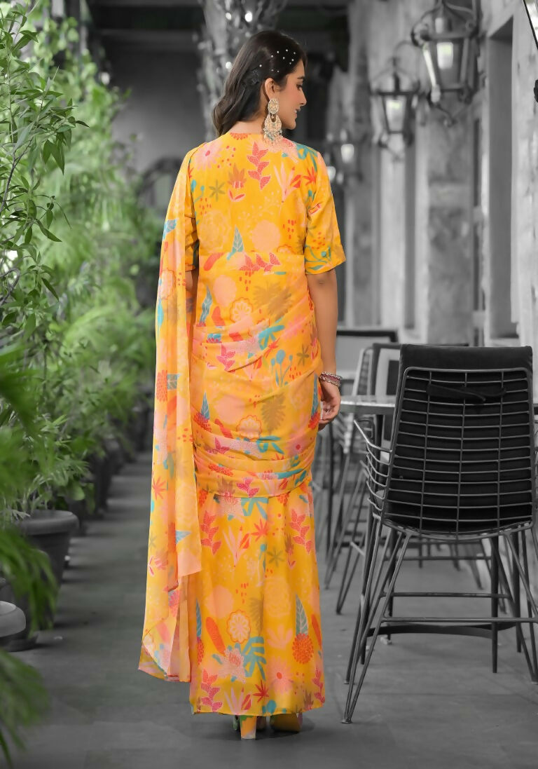 stylish Casual Yellow Imported georgette Ready to Wear Fancy Saree - Ashwini