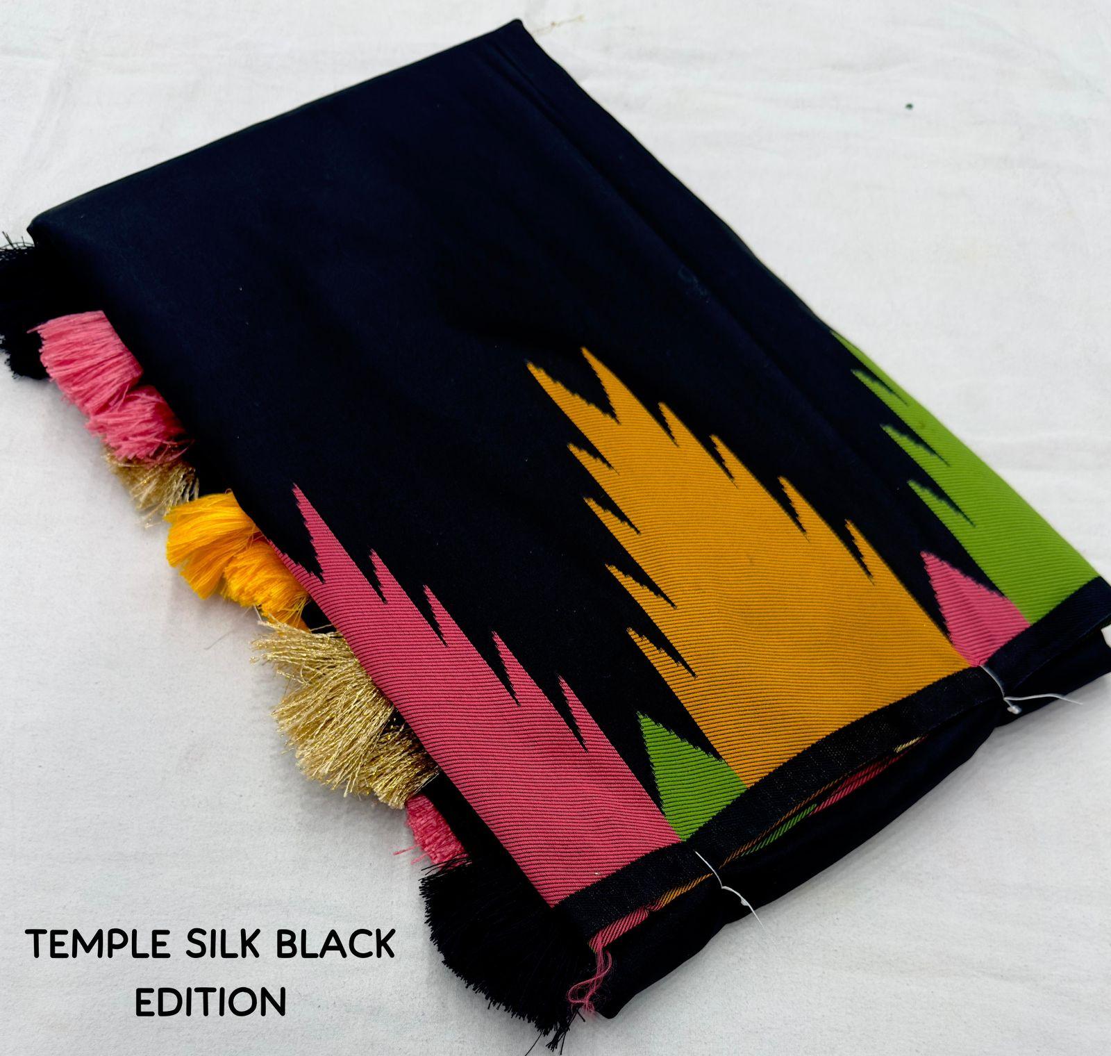Black Polycotton Woven Design Saree with Unstitched Blouse - Hiral Fashion
