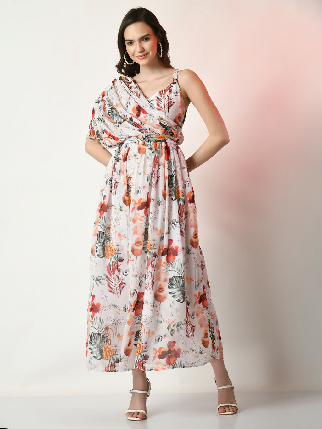Myshka Women's White Printed Dress