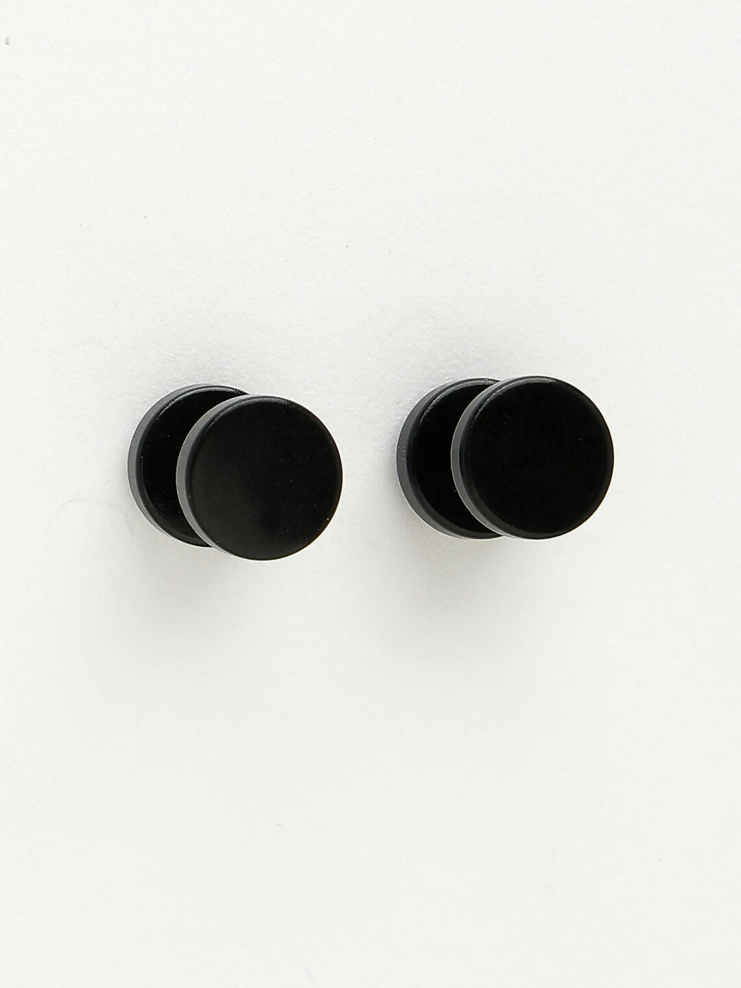 NVR Men's Black Rhodium-Plated Metal Studs Earring