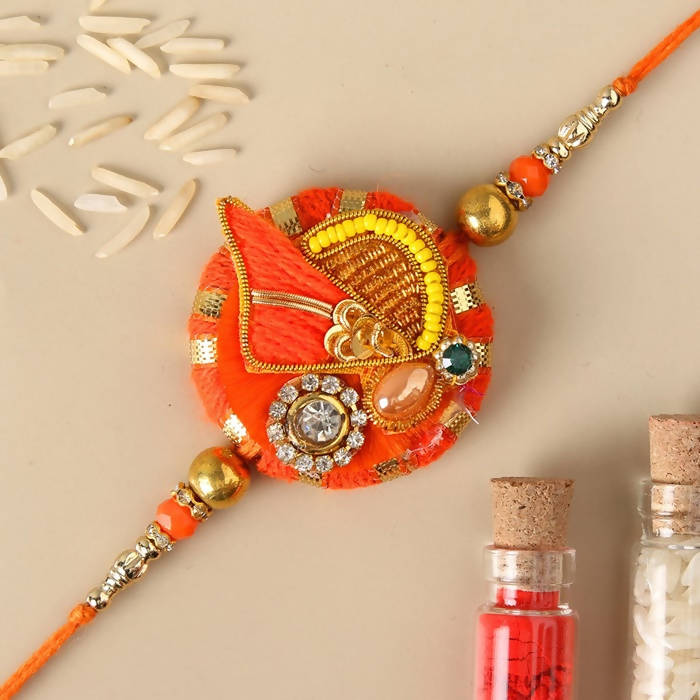 Festive Zardosi Rakhi & Cadbury Fruit N Nut Chocolates