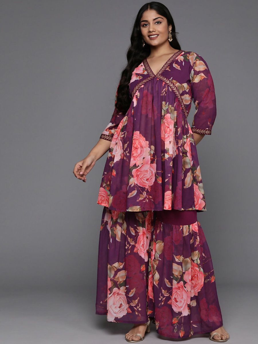 Ahalyaa Women's Traditional Wear Co-ords - Purple