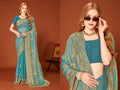 PR Fashion Ice Blue Fendi Two Tone Silk Heavy Zari Embroidery Work With Zircon Work Saree