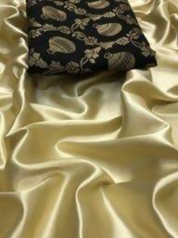 Vamika Golden Satin Designer Saree (GOLD DUST BLACK)