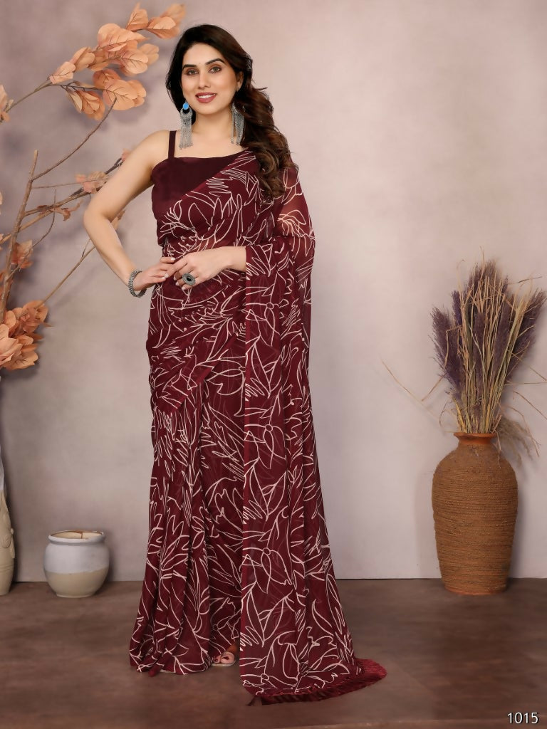 Partywear Designer Georgette Red Fancy Saree - Durga