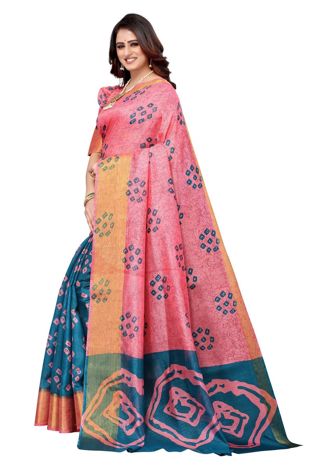 Vamika Ethnic Fire Rama Jari Border Linen Saree