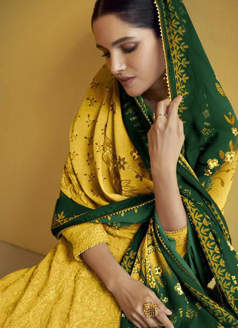 Vegaa Fashion Yellow Georgette Embroidery Anarkali Salwar Kameez