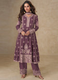 Vegaa Fashion Dark Peach Chinon Silk Embroidered Designer Salwar Suit