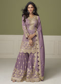 Vegaa Fashion Lavender Simar Silk Embroidered Designer Palazzo Suit