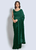 Vegaa Fashion Green Georgette Sequence Party Wear Saree