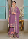 Vegaa Fashion Onion Pink Chinon Silk Embroidered Designer Palazzo Suit