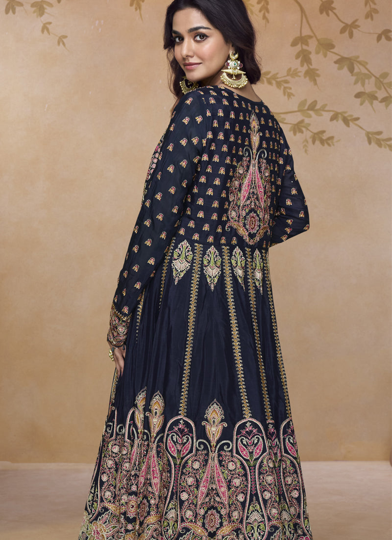 Vegaa Fashion Lavender Simar Silk Embroidered Wedding Wear Lehenga Style Suit