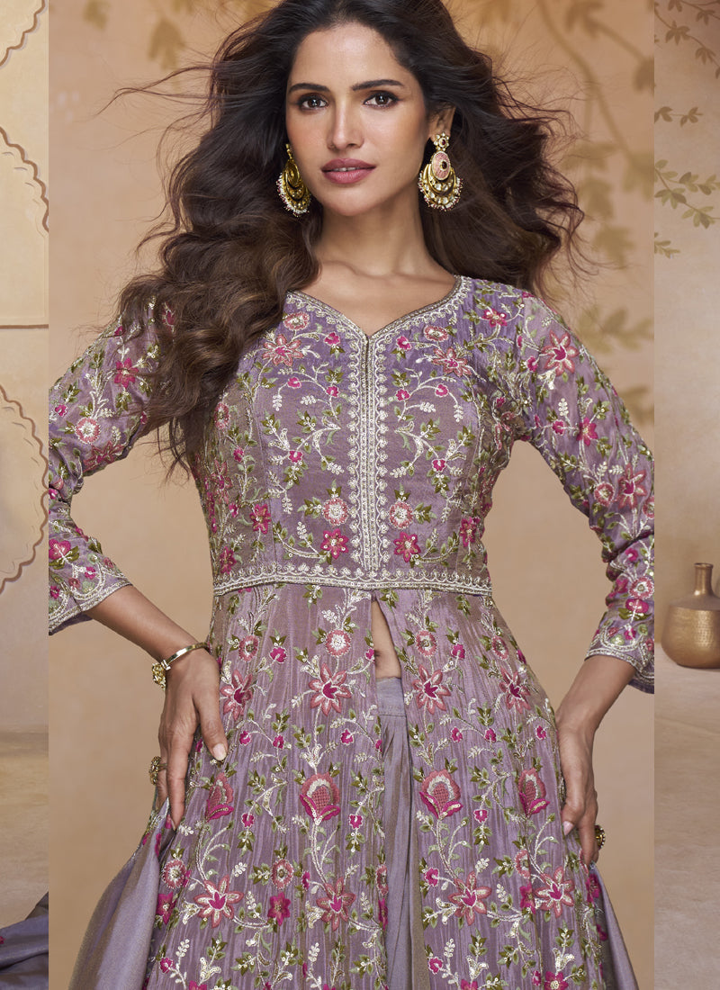 Vegaa Fashion Blue Georgette Embroidered Wedding Wear Lehenga Style Suit