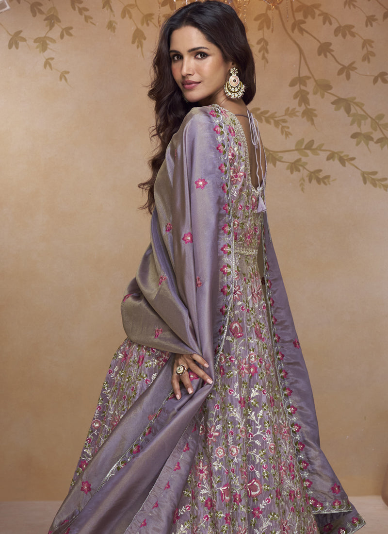 Vegaa Fashion Blue Georgette Embroidered Wedding Wear Lehenga Style Suit