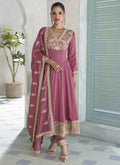 Vegaa Fashion Onion Pink Premium Silk Embroidered Sequence Anarkali Suit