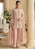 Vegaa Fashion Light Peach Georgette Embroidered Beads Designer Salwar Suit