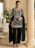 Vegaa Fashion Black Georgette Embroidered Beads Designer Salwar Suit