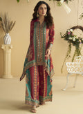 Vegaa Fashion Maroon Crepe Silk Emblissed Mirror Work Designer Cord Set
