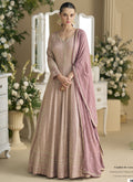 Vegaa Fashion Onion Pink Georgette Embroidered Seroski Zarkan Anarkali Suit