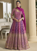 Vegaa Fashion Purple Georgette Embroidered Seroski Zarkan Gown With Embroidered Dupatta