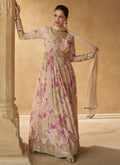 Vegaa Fashion Cream Real Chinon Silk Embroidered Anarkali Suit