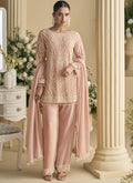 Vegaa Fashion Light Peach Georgette And Net Embroidered Beads Work Salwar Suit