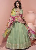 Vegaa Fashion Pista Green Viscose Jacquard Silk Embroidered Anarkali Suit