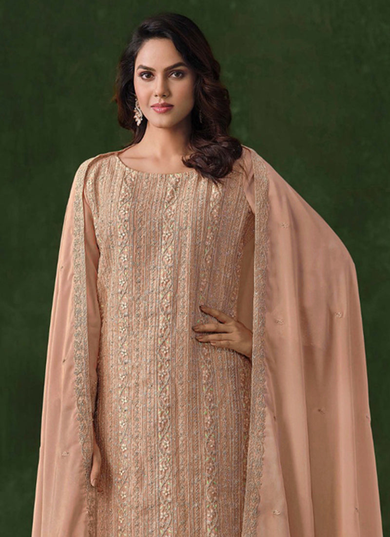 Vegaa Fashion Beige Rangoli Silk Sequence Salwar Suit