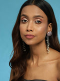 Blush Purple Stone Earrings with Pearls- Ruby Raang