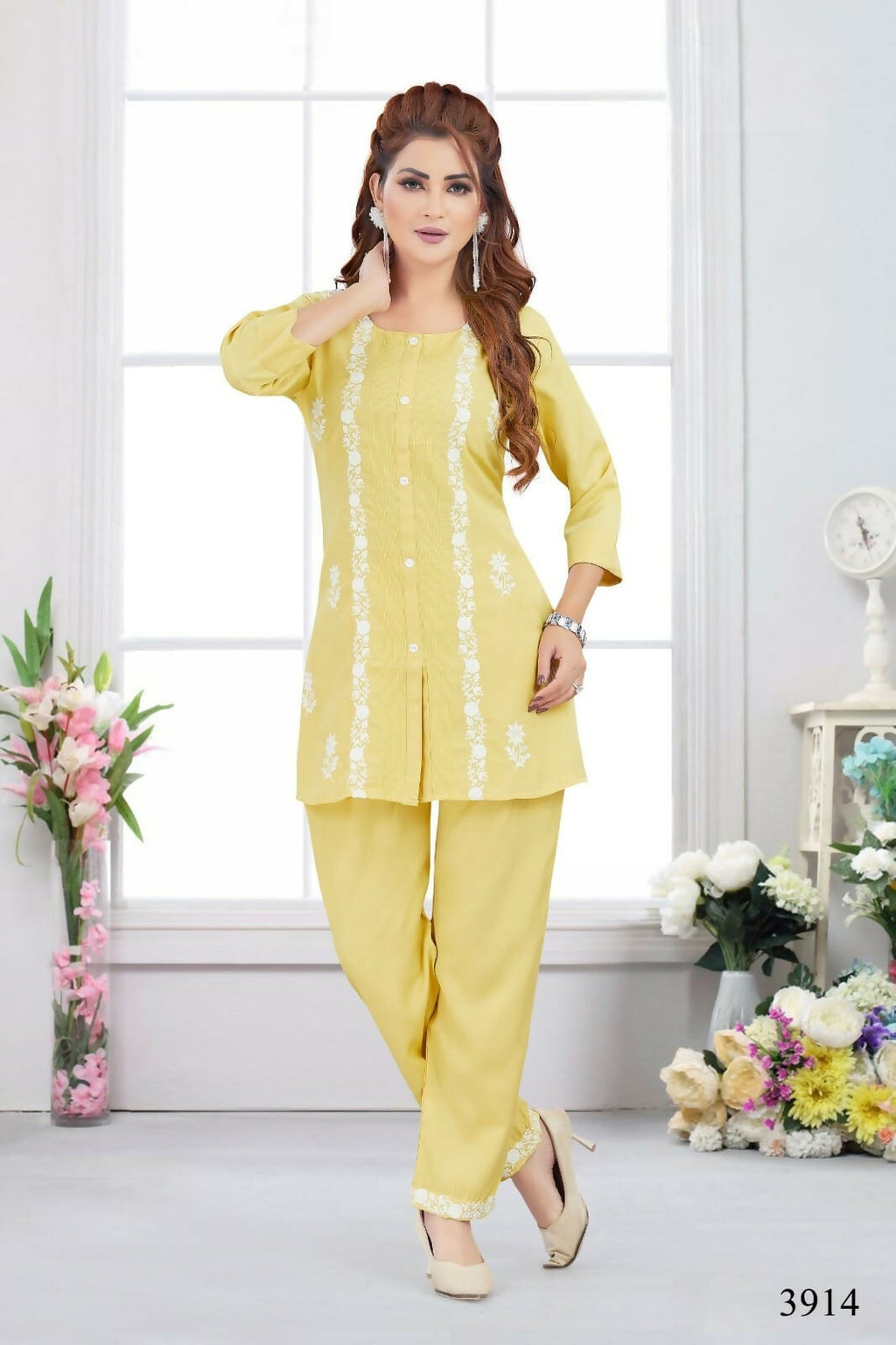 Joban Fashion Heavy Muslin Lemon Color Kurta Set