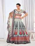 Wedding Designer White Chinon Lehengha Choli - Anbazaar