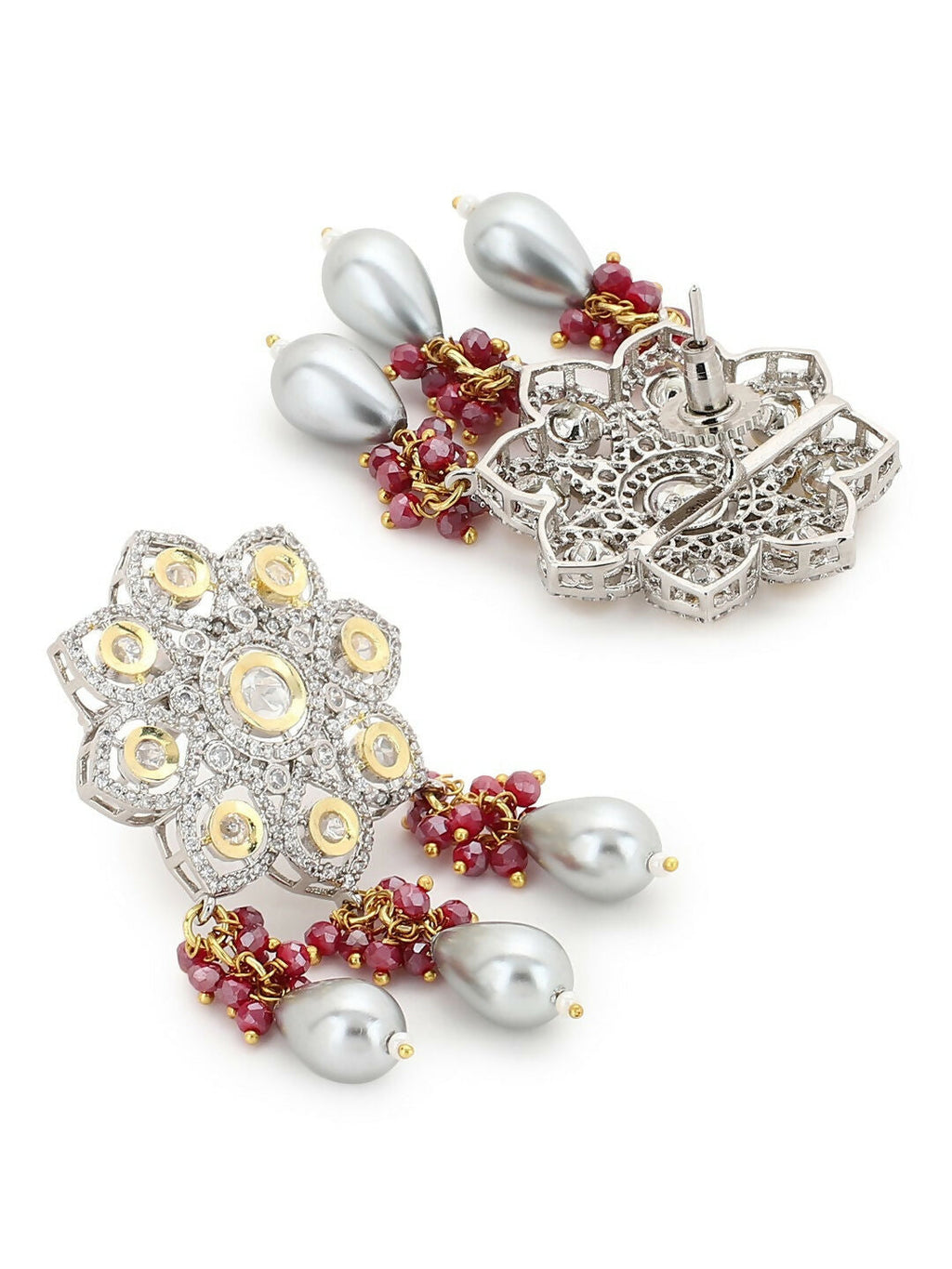 Diamond & Semi Precious Stone Earrings- Ruby Raang